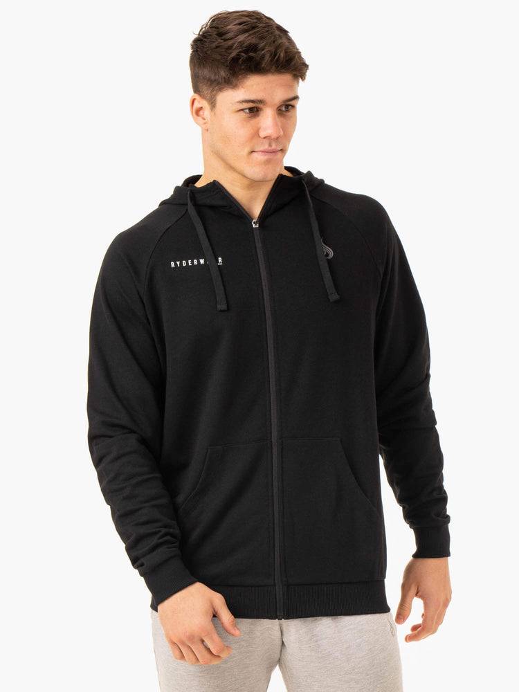 Men's Ryderwear Men Hoodie Pursuit Zip Up Hoodie Black | NZ1468GL