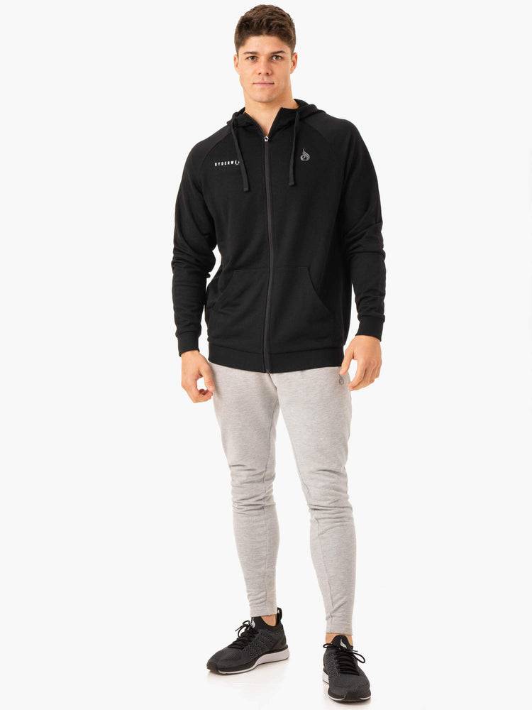 Men's Ryderwear Men Hoodie Pursuit Zip Up Hoodie Black | NZ1468GL