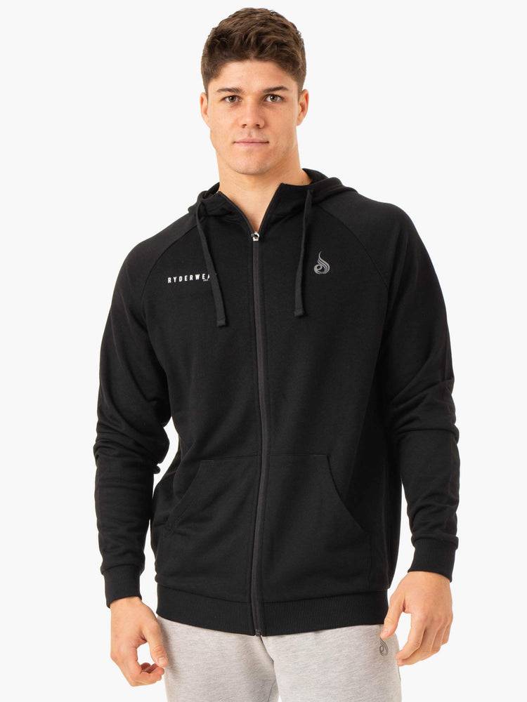 Men\'s Ryderwear Men Hoodie Pursuit Zip Up Hoodie Black | NZ1468GL