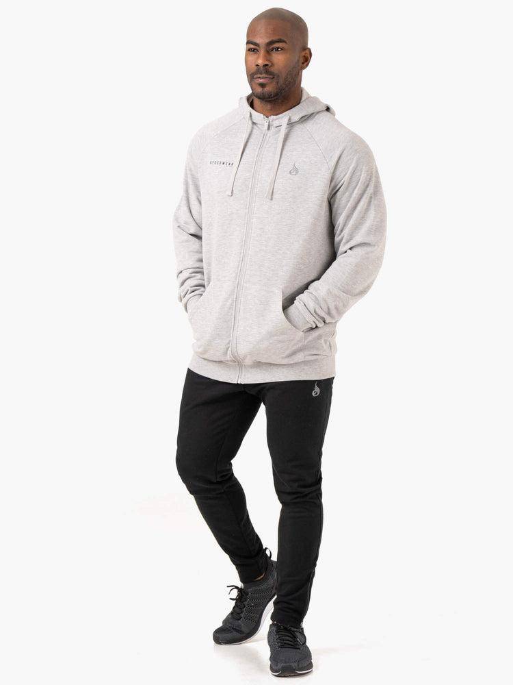 Men's Ryderwear Men Hoodie Pursuit Zip Up Hoodie Light Grey Marl | NZ1469HK