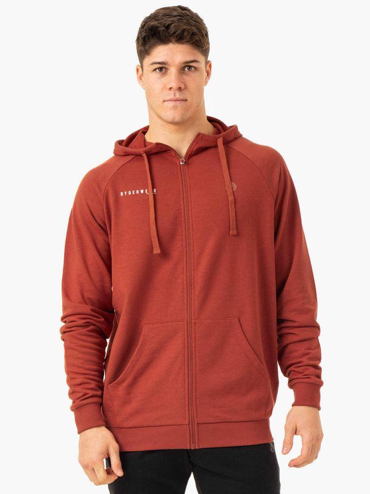 Men\'s Ryderwear Men Hoodie Pursuit Zip Up Hoodie Red Clay | NZ1470JJ