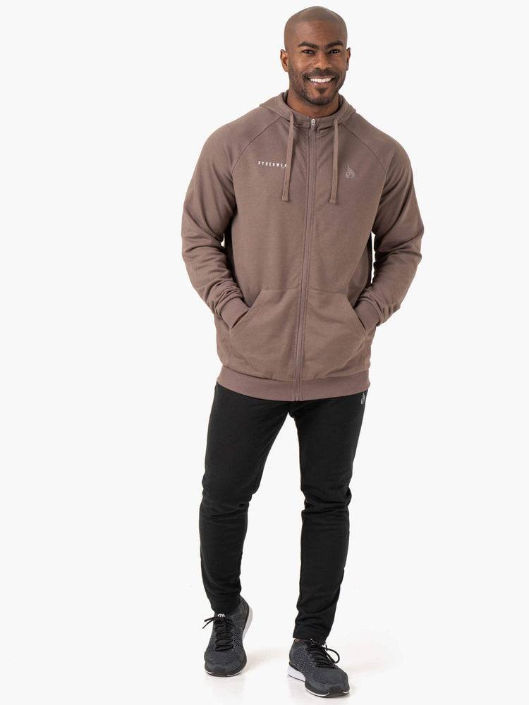 Men's Ryderwear Men Hoodie Pursuit Zip Up Hoodie Taupe | NZ1472LH