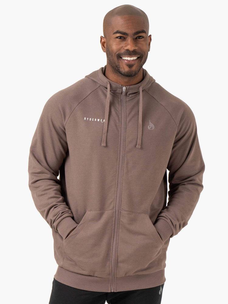 Men\'s Ryderwear Men Hoodie Pursuit Zip Up Hoodie Taupe | NZ1472LH