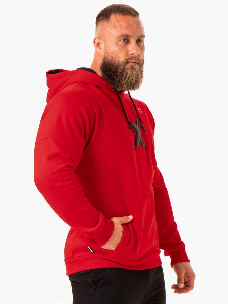 Men's Ryderwear Men Hoodie RWXKG Fleece Hoodie Red | NZ1489PQ