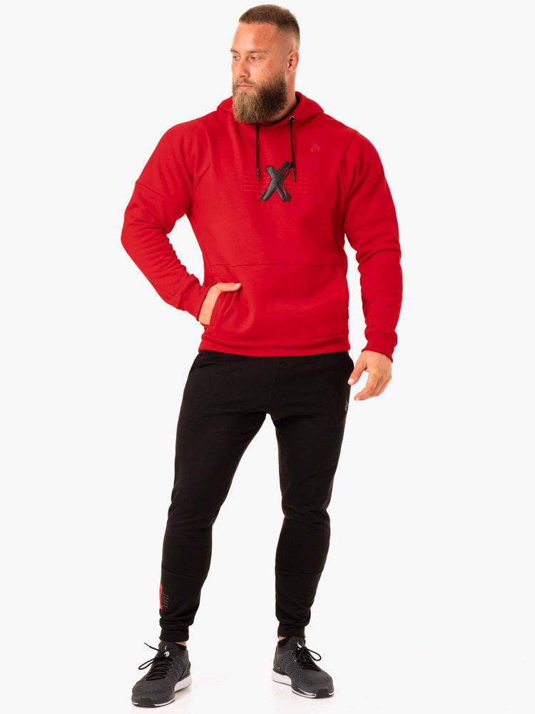 Men's Ryderwear Men Hoodie RWXKG Fleece Hoodie Red | NZ1489PQ