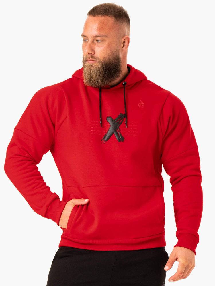 Men\'s Ryderwear Men Hoodie RWXKG Fleece Hoodie Red | NZ1489PQ