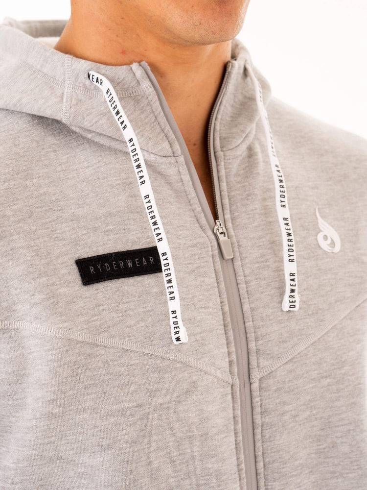 Men's Ryderwear Men Hoodie Recharge Zip Up Hoodie Grey Marl | NZ1473ZG