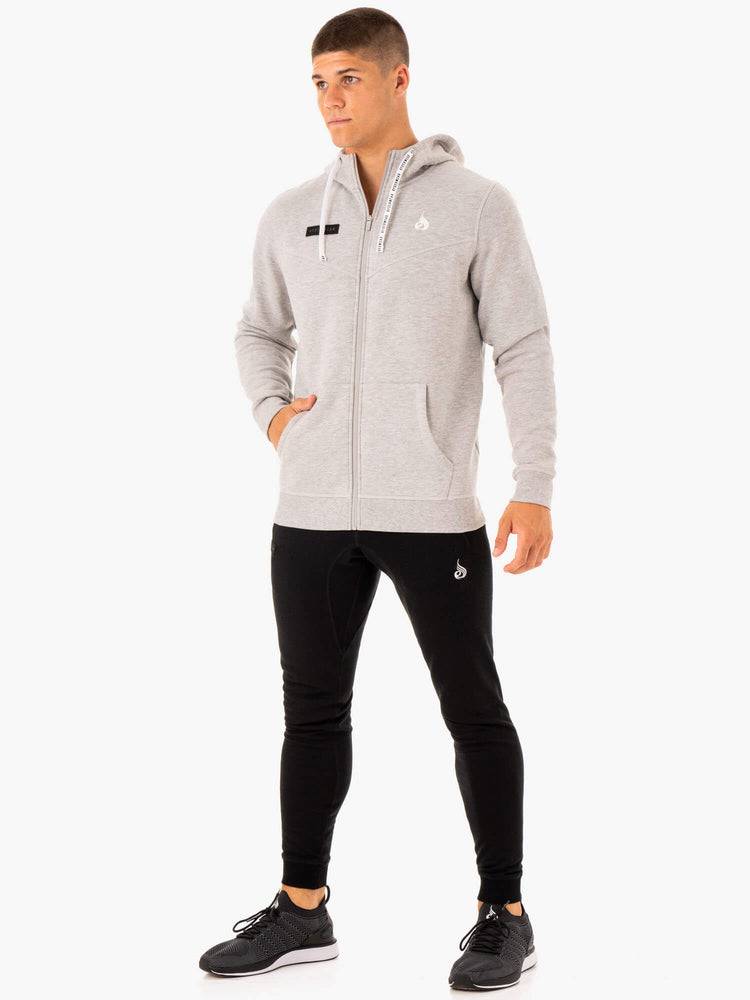 Men's Ryderwear Men Hoodie Recharge Zip Up Hoodie Grey Marl | NZ1473ZG