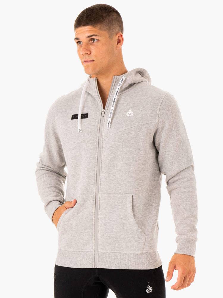 Men\'s Ryderwear Men Hoodie Recharge Zip Up Hoodie Grey Marl | NZ1473ZG