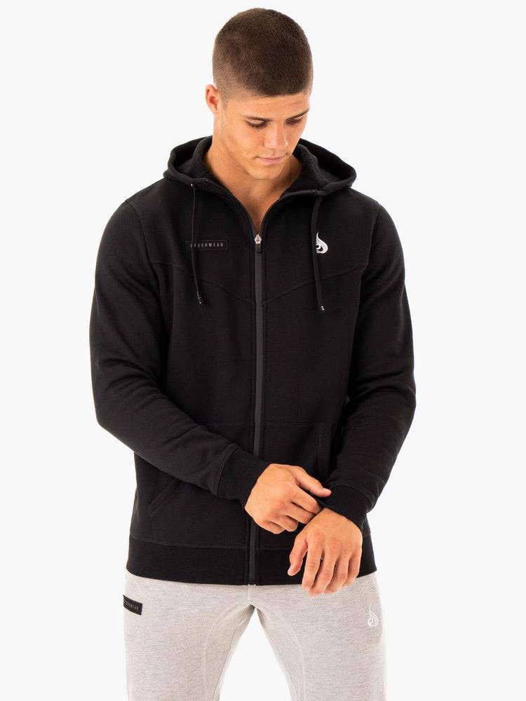 Men's Ryderwear Men Hoodie Recharge Zip Up Hoodie Black | NZ1474XF