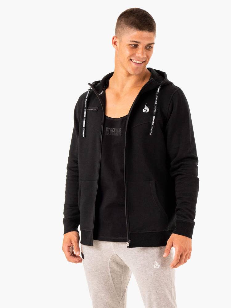 Men's Ryderwear Men Hoodie Recharge Zip Up Hoodie Black | NZ1474XF