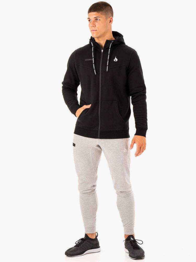 Men's Ryderwear Men Hoodie Recharge Zip Up Hoodie Black | NZ1474XF