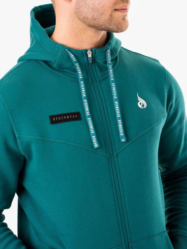 Men's Ryderwear Men Hoodie Recharge Zip Up Hoodie Teal | NZ1477BC