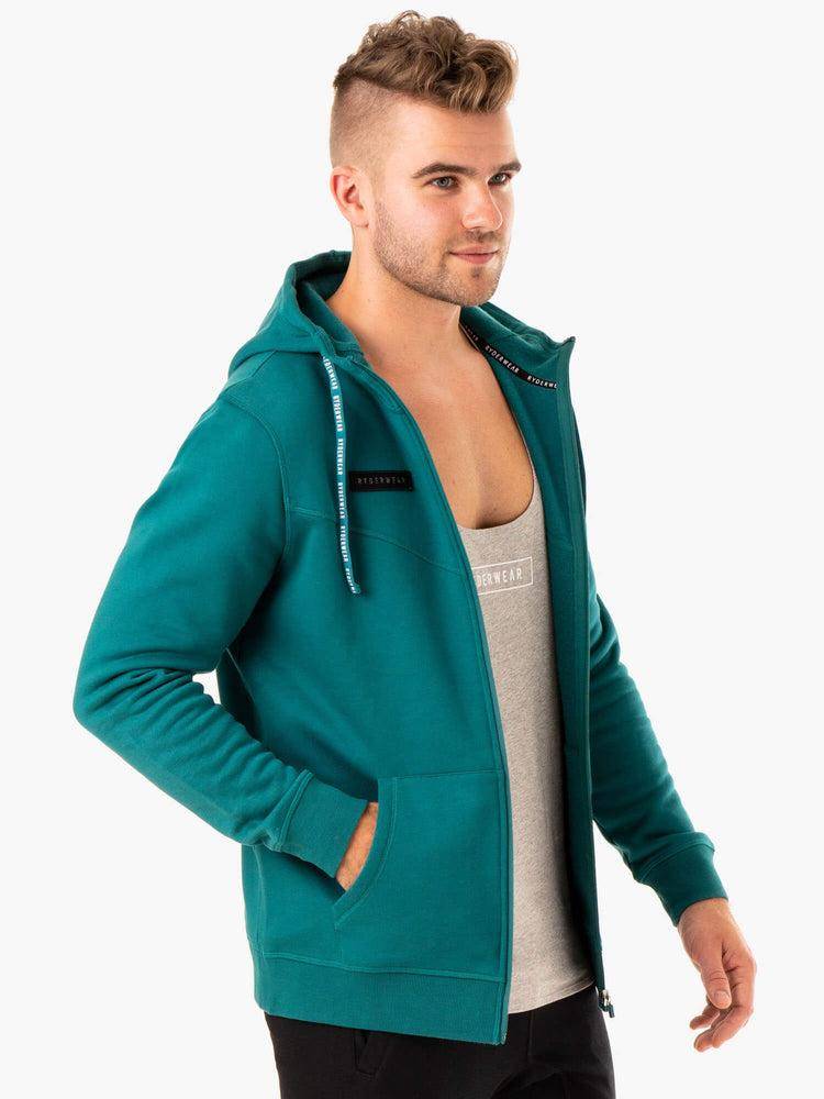 Men's Ryderwear Men Hoodie Recharge Zip Up Hoodie Teal | NZ1477BC