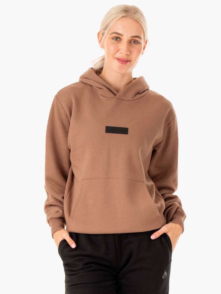 Men's Ryderwear Men Hoodie Unisex Pullover Hoodie Mocha | NZ1492DN