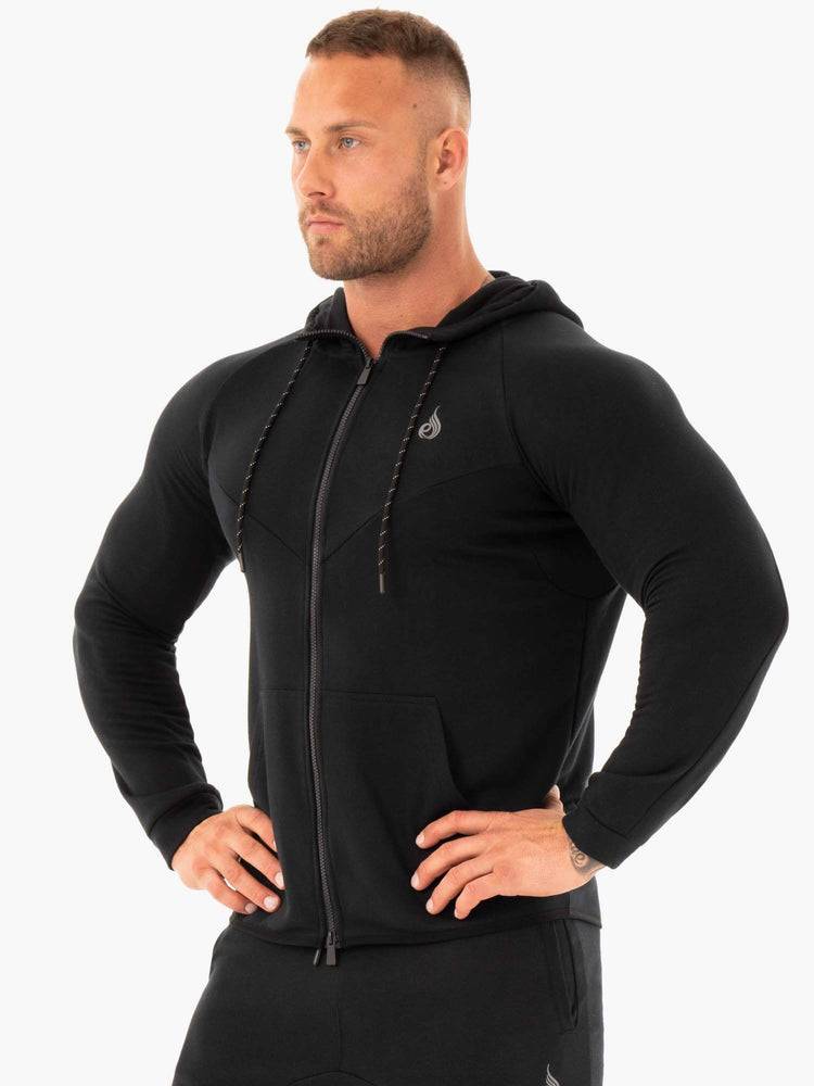 Men's Ryderwear Men Jackets Athletic Zip Up Hoodie Jackets Black | NZ1425BC