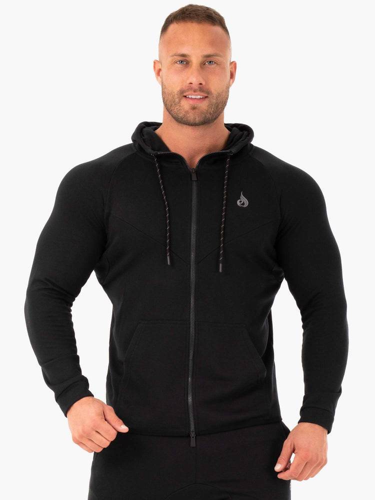 Men\'s Ryderwear Men Jackets Athletic Zip Up Hoodie Jackets Black | NZ1425BC