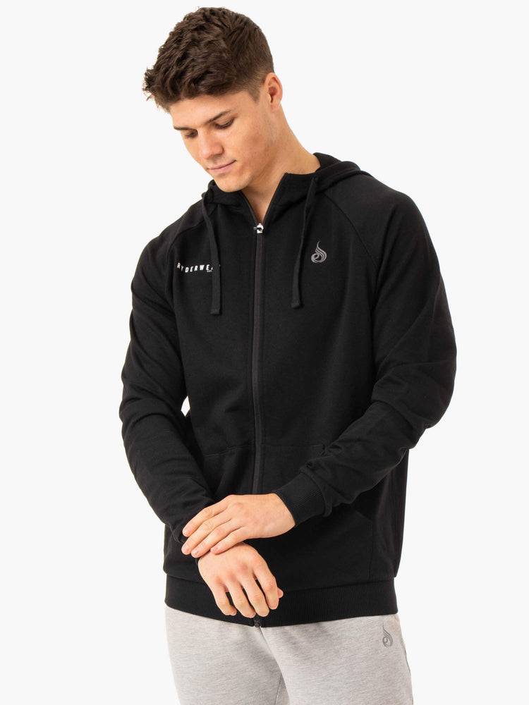 Men's Ryderwear Men Jackets Pursuit Zip Up Hoodie Jackets Black | NZ1441FM