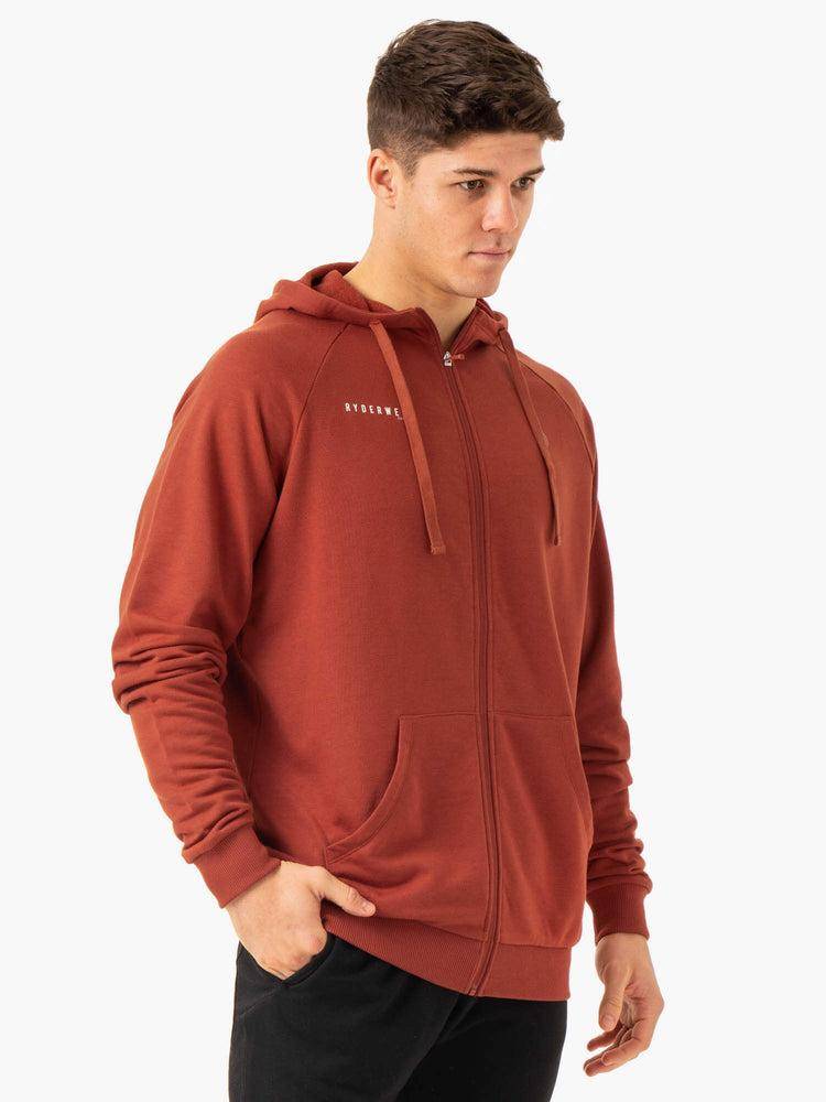 Men's Ryderwear Men Jackets Pursuit Zip Up Hoodie Jackets Red Clay | NZ1443HK