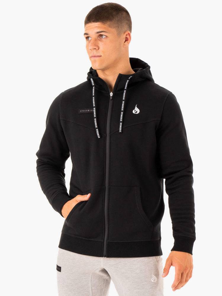 Men\'s Ryderwear Men Jackets Recharge Zip Up Hoodie Jackets Black | NZ1447ZG