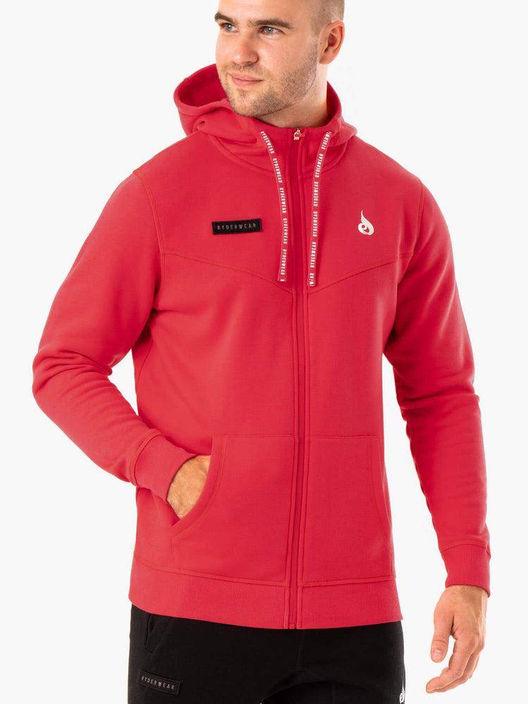 Men's Ryderwear Men Jackets Recharge Zip Up Hoodie Jackets Red | NZ1448XF