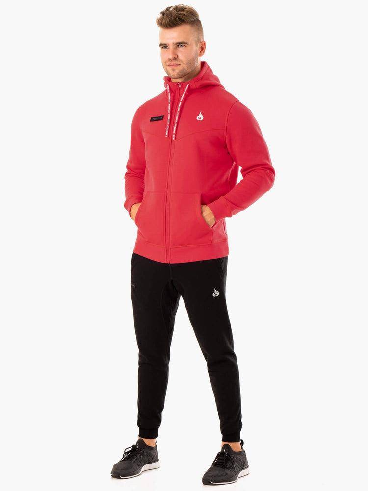 Men's Ryderwear Men Jackets Recharge Zip Up Hoodie Jackets Red | NZ1448XF