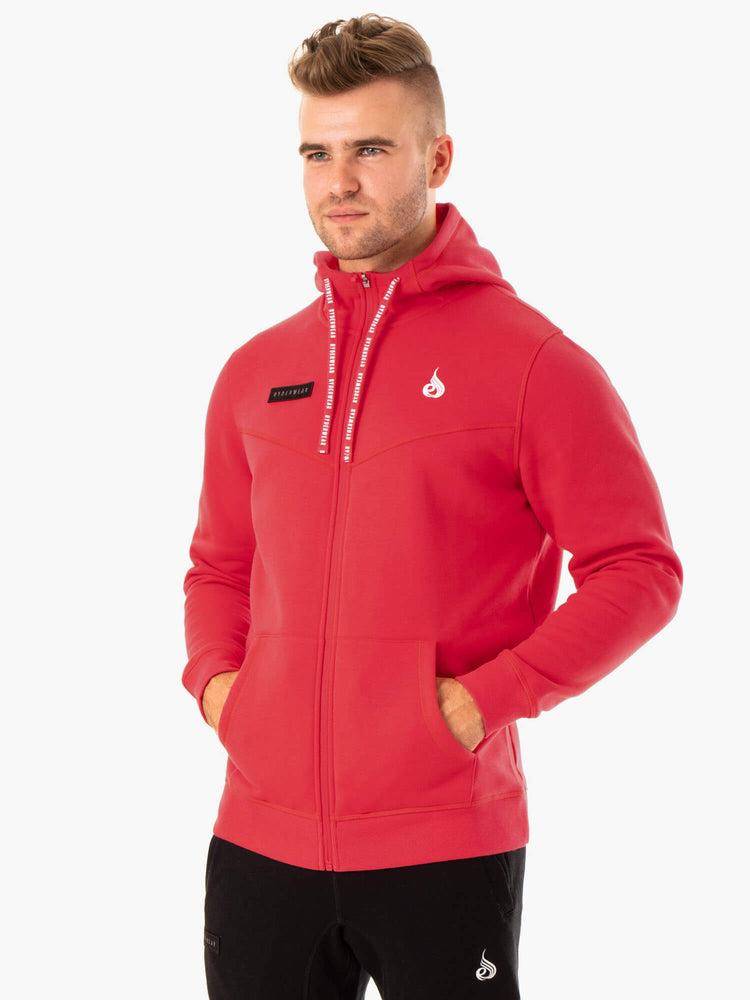 Men\'s Ryderwear Men Jackets Recharge Zip Up Hoodie Jackets Red | NZ1448XF