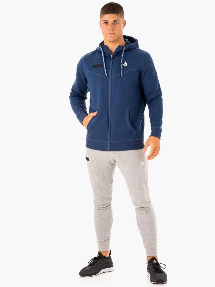 Men's Ryderwear Men Jackets Recharge Zip Up Hoodie Jackets Blue | NZ1449CE