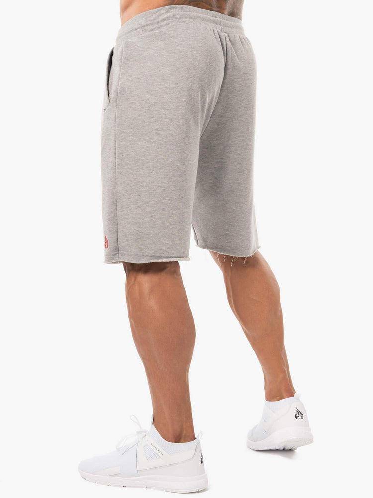 Men's Ryderwear Men Shorts Block Fleece Track Shorts Grey Marl/Red | NZ1353RW