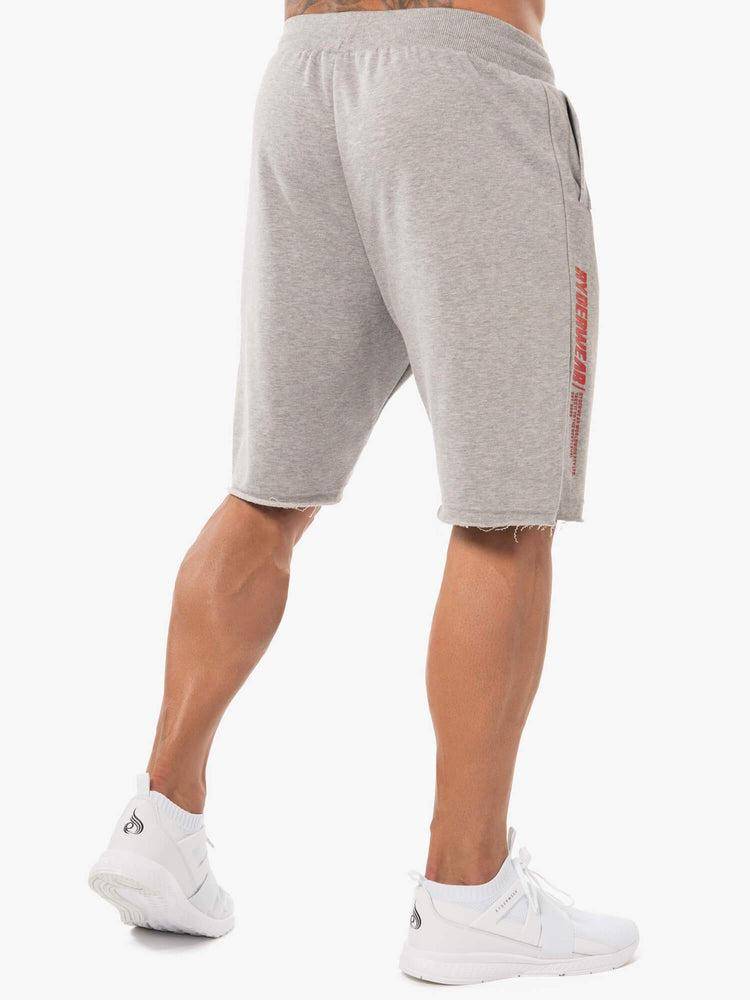 Men's Ryderwear Men Shorts Block Fleece Track Shorts Grey Marl/Red | NZ1353RW