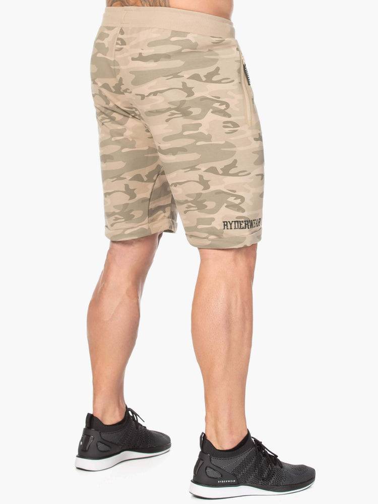 Men's Ryderwear Men Shorts Camo Fleece Track Shorts Tan Camo | NZ1354TV