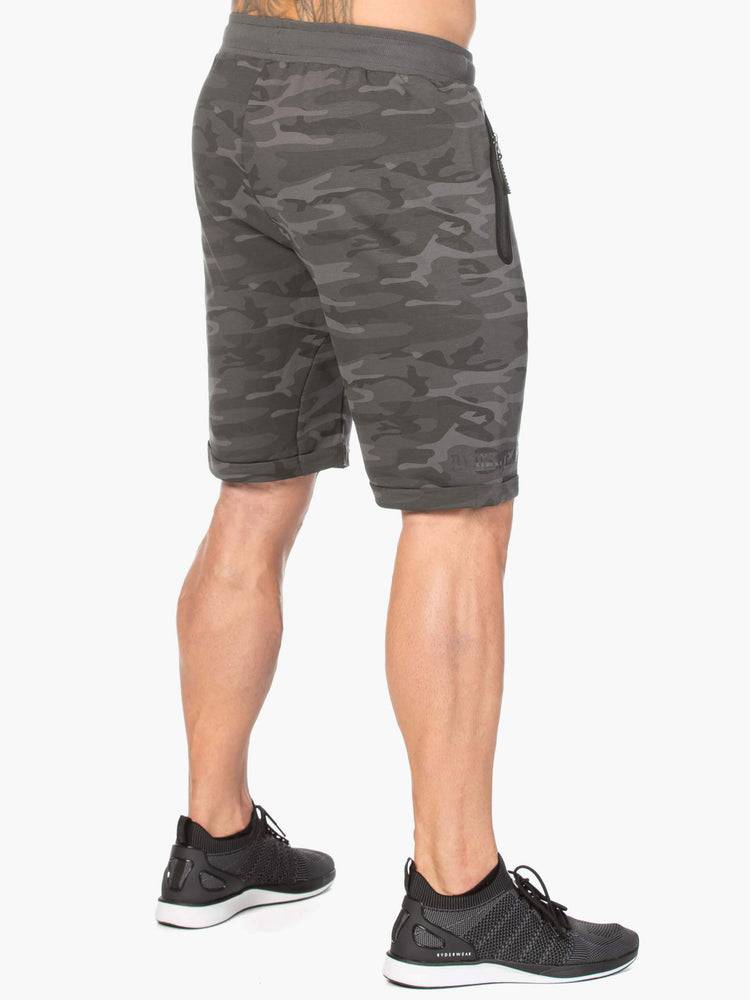 Men's Ryderwear Men Shorts Camo Fleece Track Shorts Black Camo | NZ1355YU