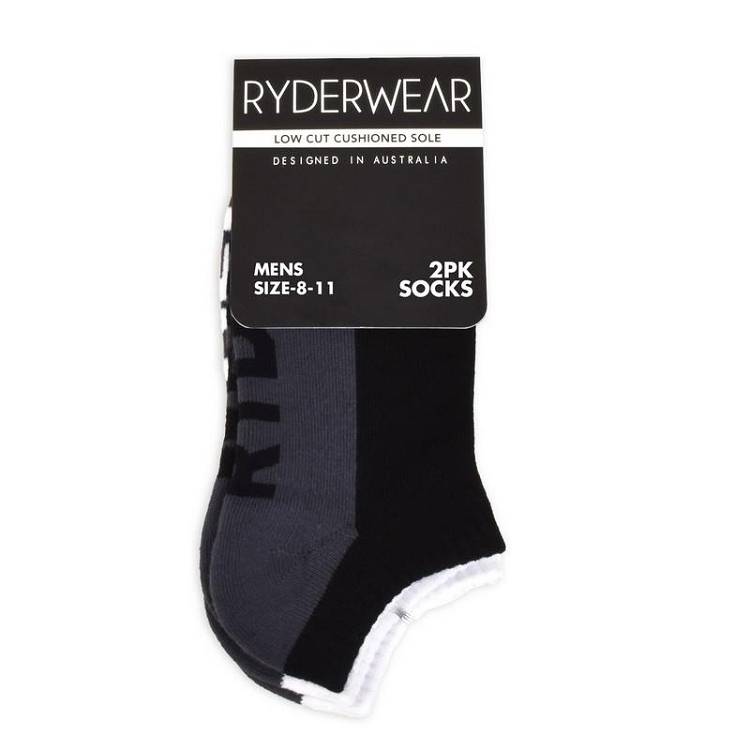 Men\'s Ryderwear Men Socks Mens 2 Pack Socks Black/Grey and White/Grey | NZ1559WY