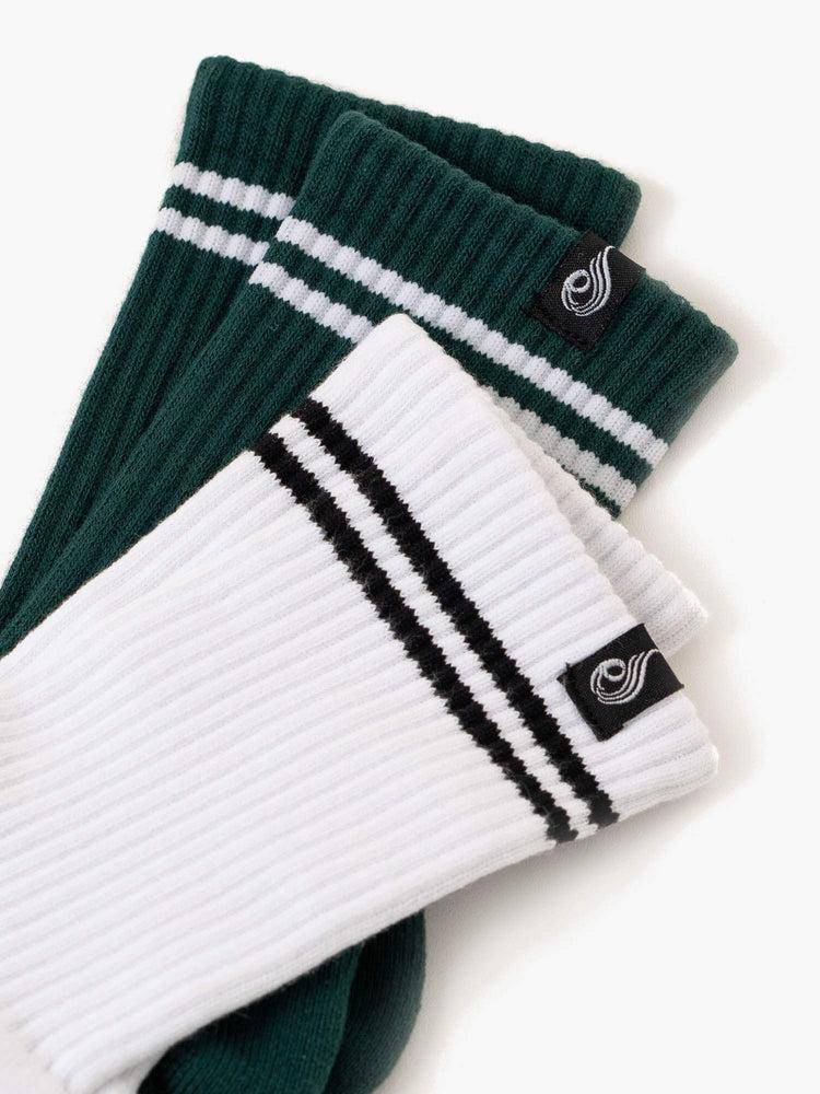 Men's Ryderwear Men Socks Stripe Crew Socks White/Green | NZ1562TV