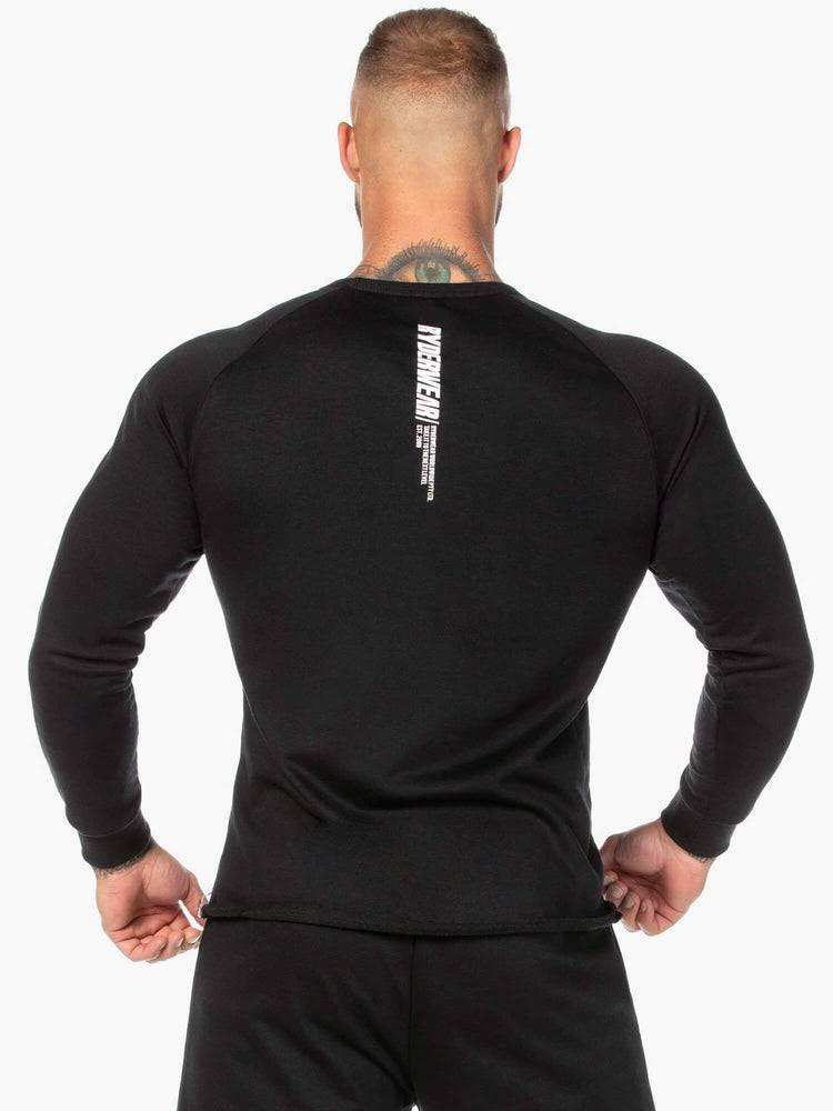 Men's Ryderwear Men Sweaters Block Crew Neck Sweaters Black/White | NZ1308AP