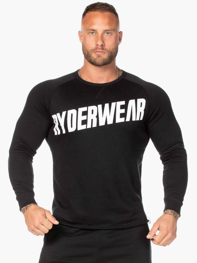 Men\'s Ryderwear Men Sweaters Block Crew Neck Sweaters Black/White | NZ1308AP