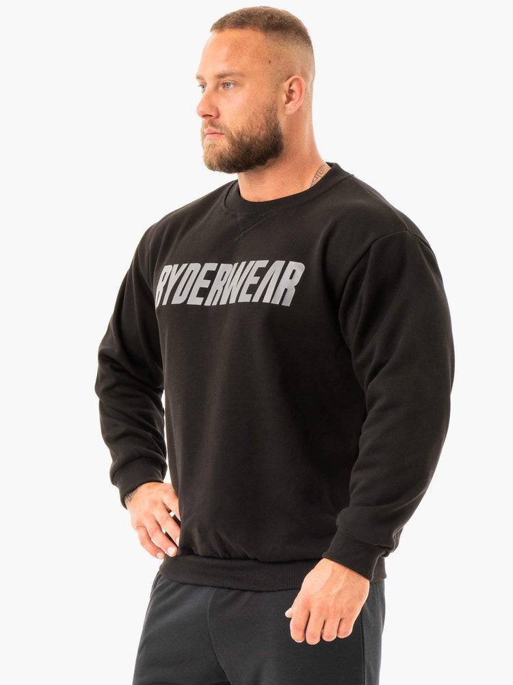 Men's Ryderwear Men Sweaters Ease Fleece Pullover Sweaters Black | NZ1309SO