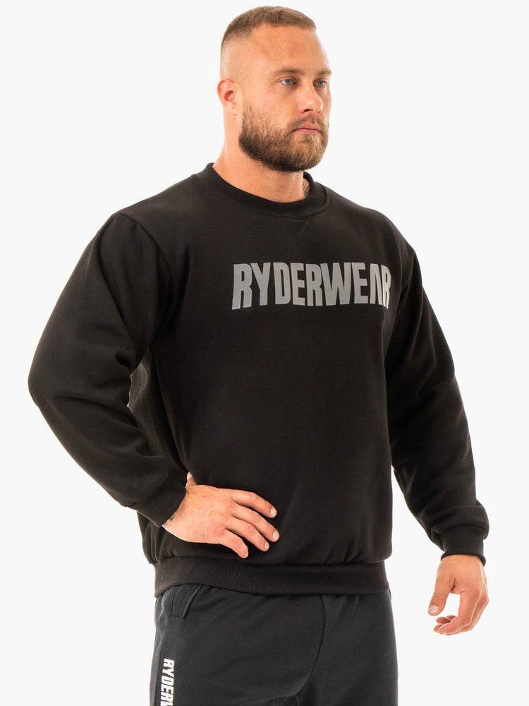 Men's Ryderwear Men Sweaters Ease Fleece Pullover Sweaters Black | NZ1309SO