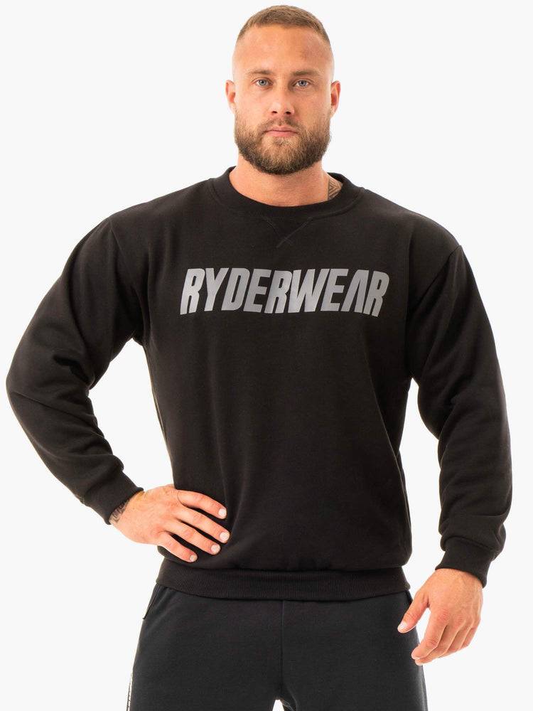 Men\'s Ryderwear Men Sweaters Ease Fleece Pullover Sweaters Black | NZ1309SO