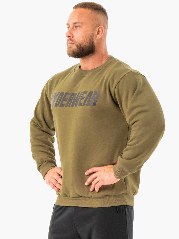 Men's Ryderwear Men Sweaters Ease Fleece Pullover Sweaters Khaki | NZ1311FM