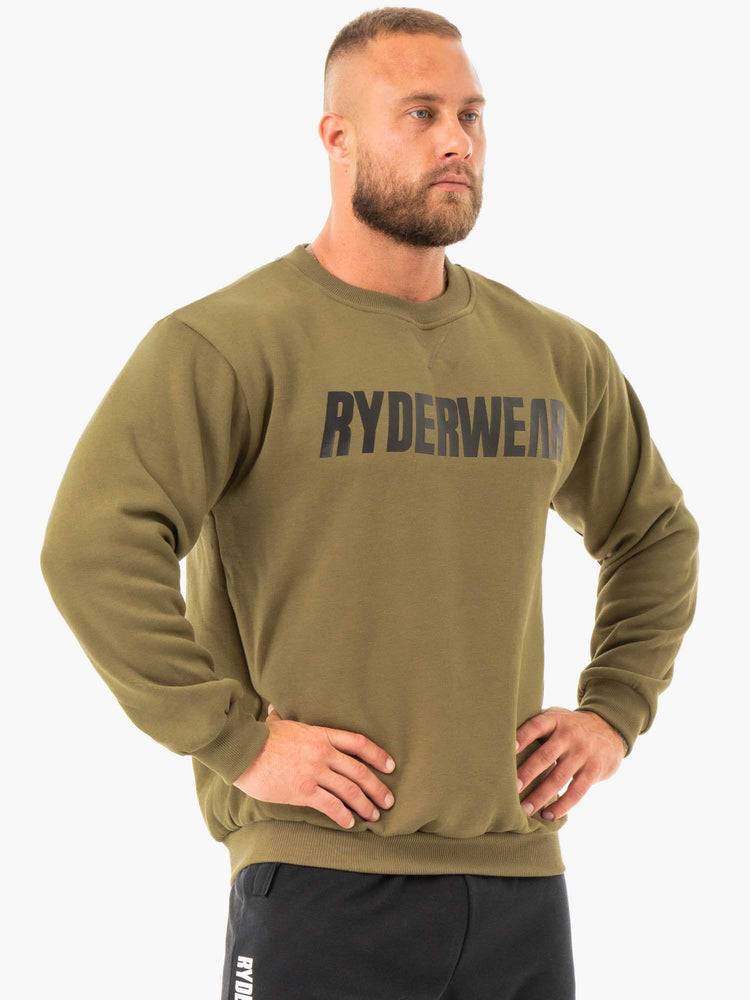 Men's Ryderwear Men Sweaters Ease Fleece Pullover Sweaters Khaki | NZ1311FM