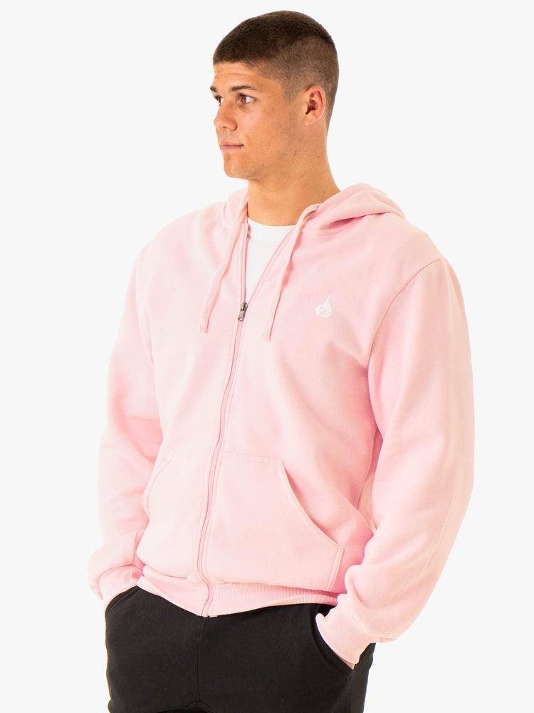 Men\'s Ryderwear Men Sweaters Essential Zip Up Jacket Sweaters Pink | NZ1316LH