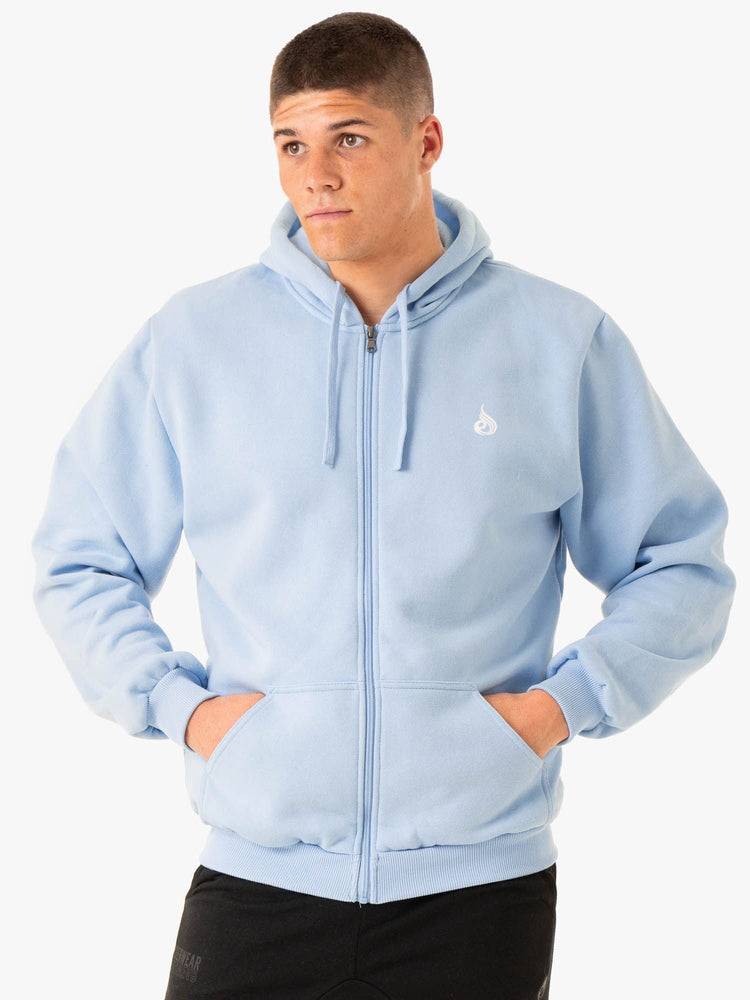 Men\'s Ryderwear Men Sweaters Essential Zip Up Jacket Sweaters Sky Blue | NZ1317ZG