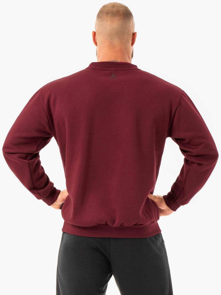 Men's Ryderwear Men Sweaters Force Pullover Sweaters Burgundy | NZ1323MA