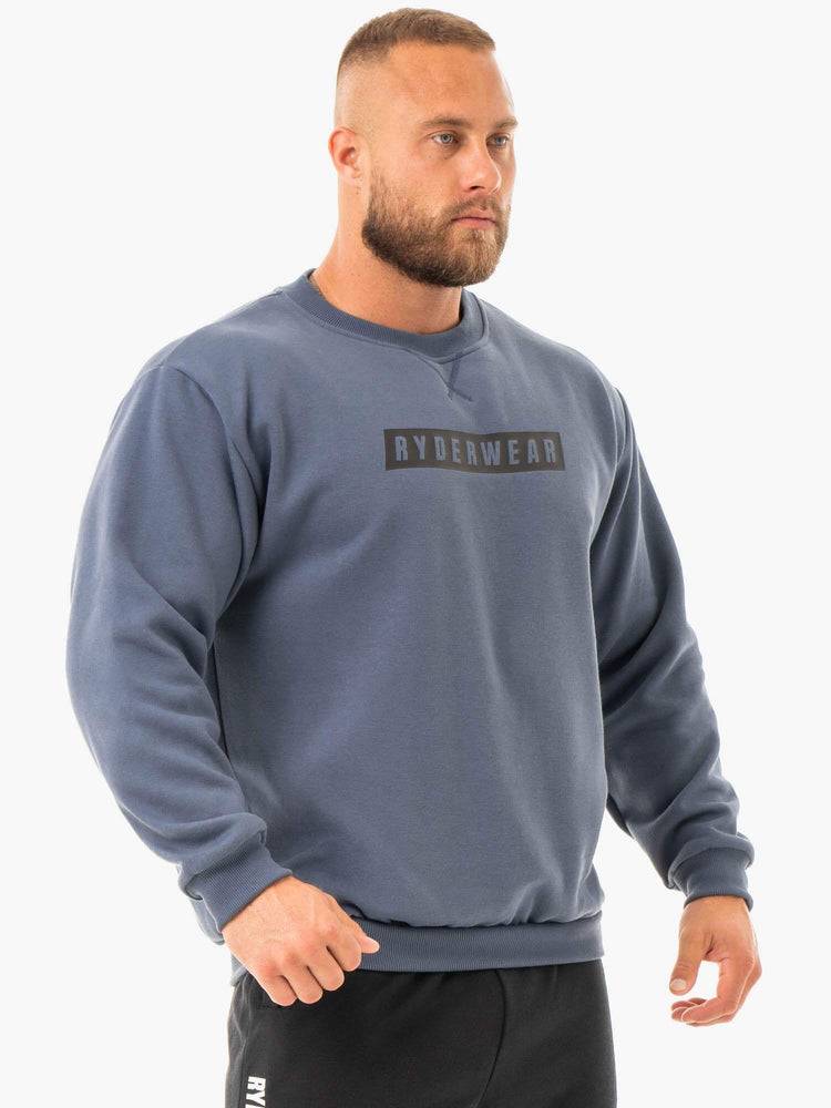 Men's Ryderwear Men Sweaters Force Pullover Sweaters Steel Blue | NZ1326EX