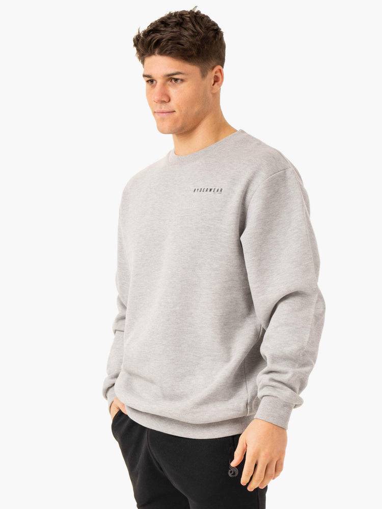 Men's Ryderwear Men Sweaters Pursuit Pullover Sweaters Light Grey Marl | NZ1328TV