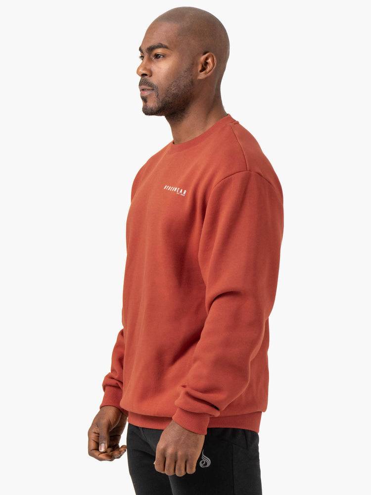 Men's Ryderwear Men Sweaters Pursuit Pullover Sweaters Red Clay | NZ1329YU