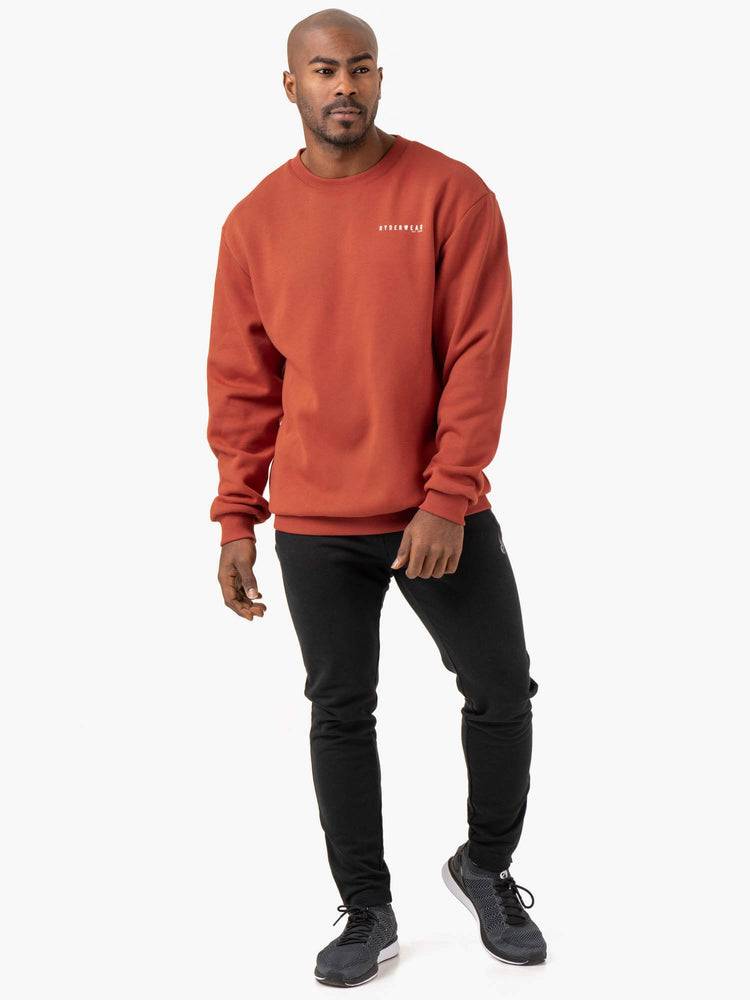 Men's Ryderwear Men Sweaters Pursuit Pullover Sweaters Red Clay | NZ1329YU