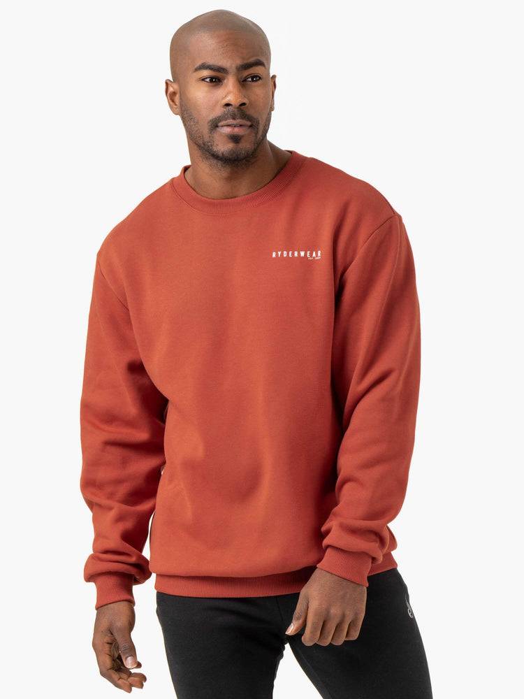 Men\'s Ryderwear Men Sweaters Pursuit Pullover Sweaters Red Clay | NZ1329YU