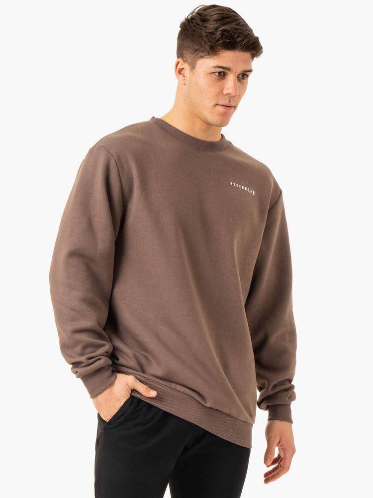 Men's Ryderwear Men Sweaters Pursuit Pullover Sweaters Taupe | NZ1330UT